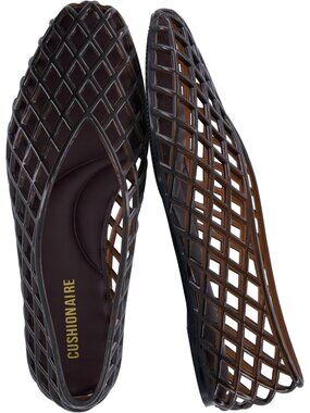 Women's Chocolate Siesta Modern Lattice Ballet Flats Comfortable Slip On Jelly